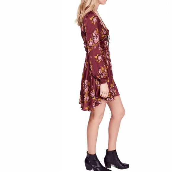 Free People Mini Dress Size 6 Burgundy - Picture 3 of 8
